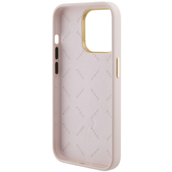 Guess Silicone Logo Strass 4G case for iPhone 15 Pro - light pink