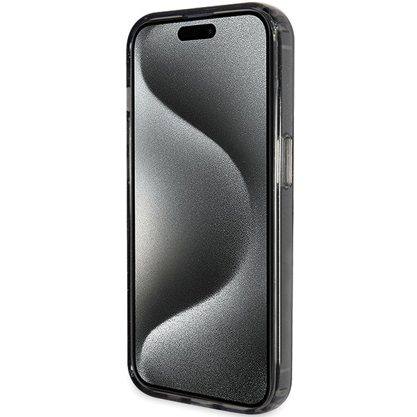Guess Ring Stand Script Glitter MagSafe case for iPhone 15 Pro Max - black