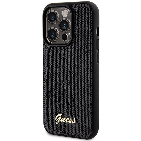 Guess Sequin Script Metal case for iPhone 13 Pro / 13 - black