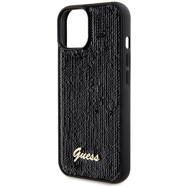 Guess Sequin Script Metal case for iPhone 14 / 15 / 13 - black