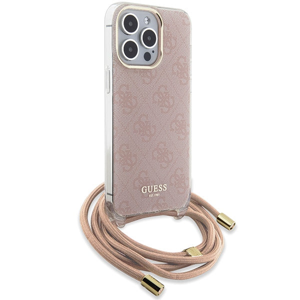 Guess Crossbody Cord 4G Print case for iPhone 15 Pro - pink