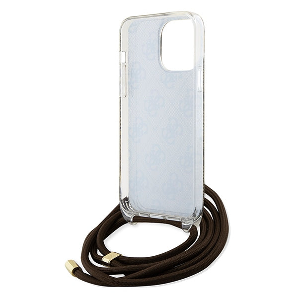 Guess Crossbody Cord 4G Print case for iPhone 15 Pro - brown