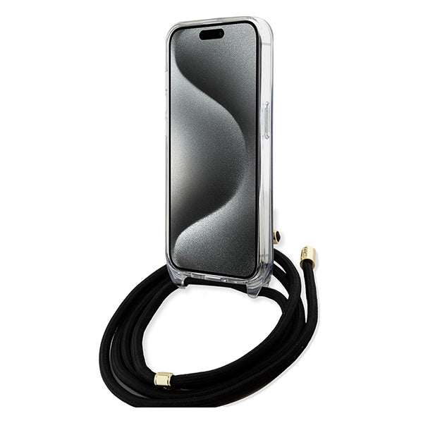 Guess Crossbody Cord 4G Print case for iPhone 15 Pro Max - black