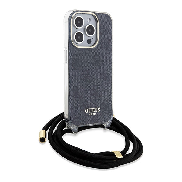Guess Crossbody Cord 4G Print case for iPhone 15 Pro Max - black