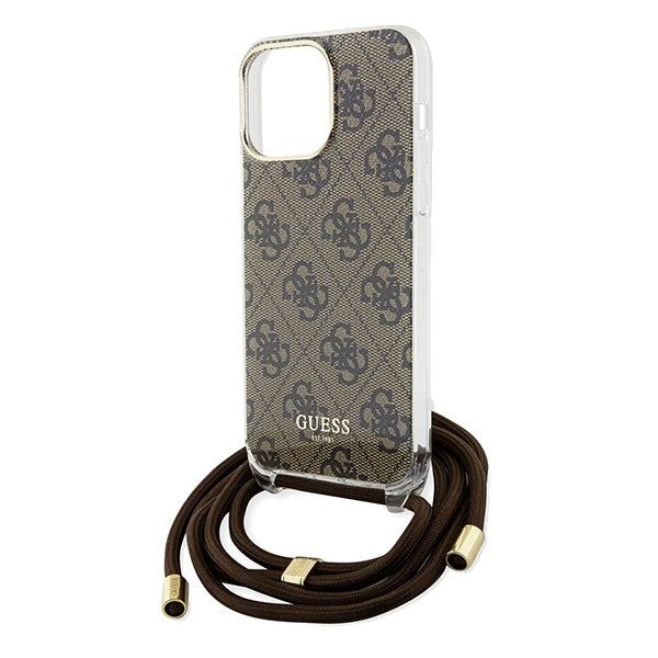 Guess Crossbody Cord 4G Print case for iPhone 15 Pro Max - brown