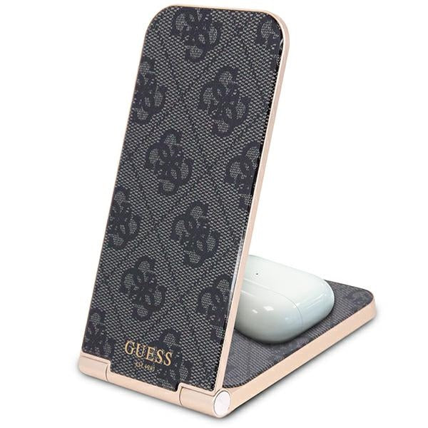 Guess 4G Pattern MagSafe foldable 2in1 15W inductive charger - black