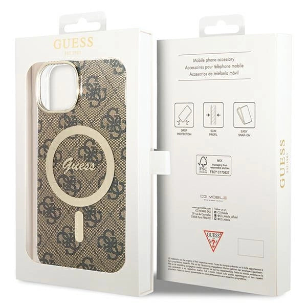 Guess 4G MagSafe case for iPhone 15 / 14 / 13 - brown