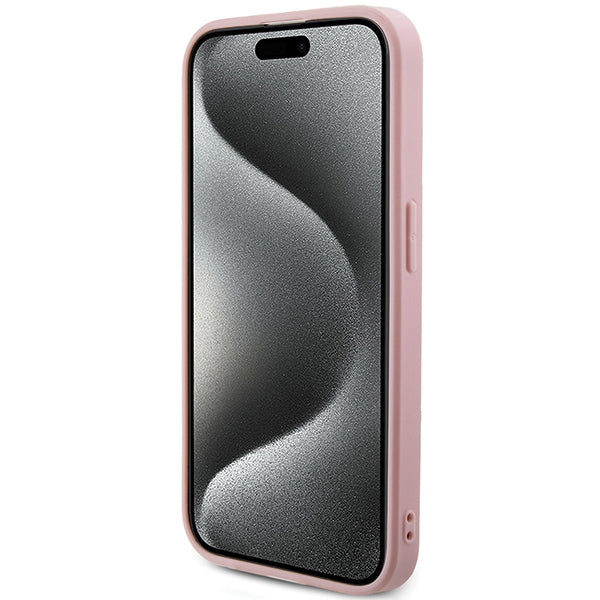 Guess Saffiano Iridescent Script case for iPhone 14 Pro - pink
