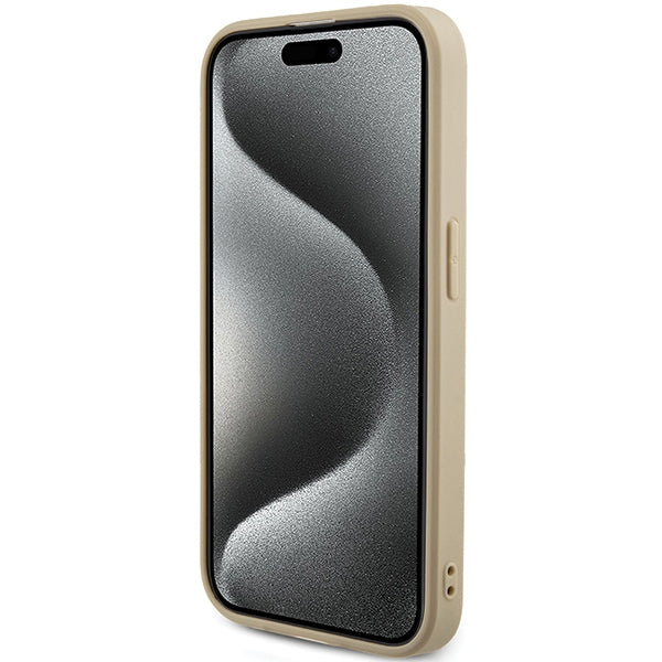 Guess Saffiano Iridescent Script case for iPhone 15 Pro - gold
