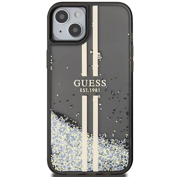Guess Liquid Glitter Gold Stripes case for iPhone 15 Plus / 14 Plus - black