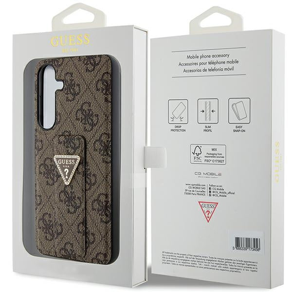 Guess GUHCS24SPGS4TDW S24 S921 brown/brown hardcase Grip Stand 4G Triangle Strass