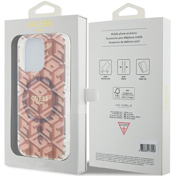 Guess IML GCube MagSafe case for iPhone 15 Pro - pink