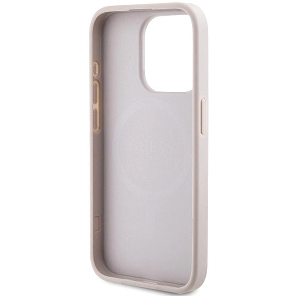 Guess 4G Collection Leather Metal Logo MagSafe Case for iPhone 15 Pro Max - Pink