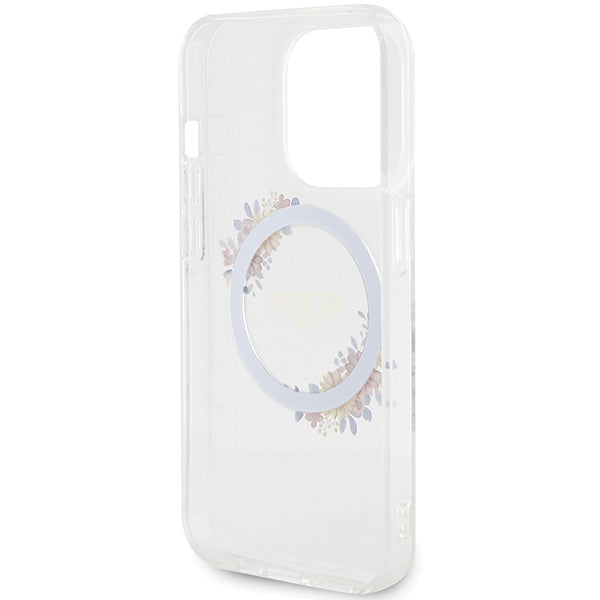 Guess IML Flowers Wreatch MagSafe iPhone 15 Pro Max Case - Clear