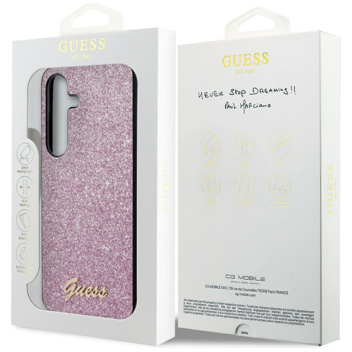 Guess Glitter Script case for Samsung Galaxy S24+ - purple