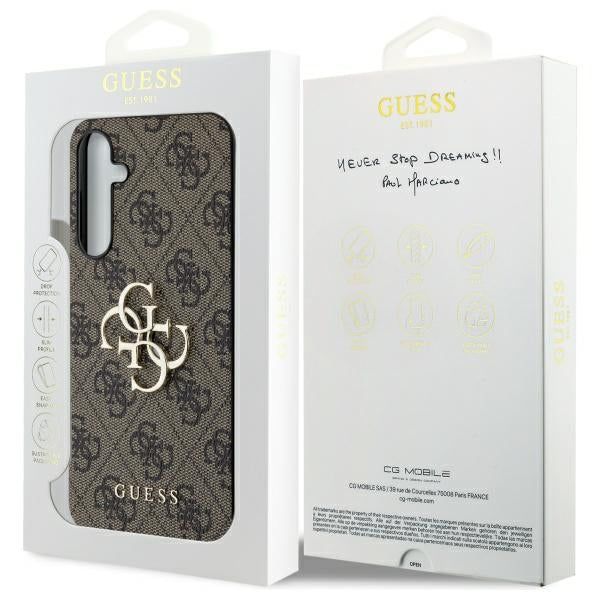 Guess 4G Big Metal Logo case for Samsung Galaxy A55 - brown