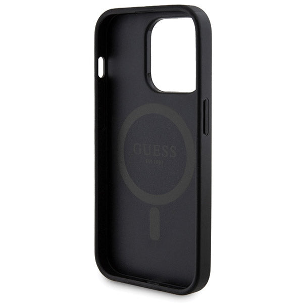 Guess 4G Metal Logo case set for iPhone 14 Pro + 5000mAh MagSafe power bank - black