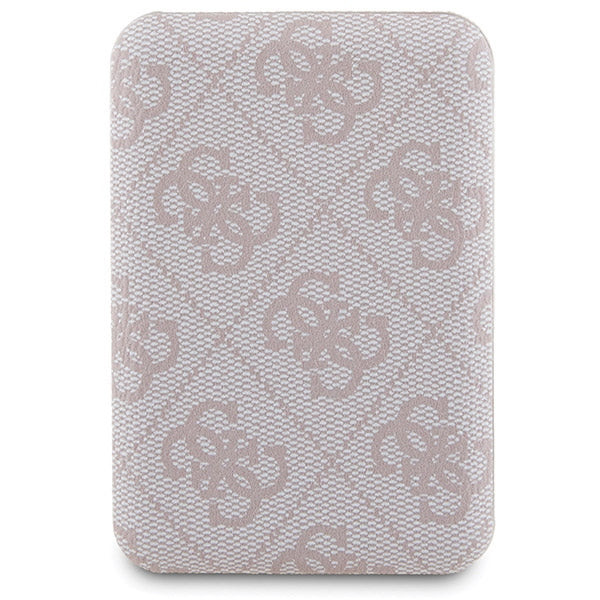 Guess 4G Metal Logo case set for iPhone 14 Pro + 5000mAh MagSafe power bank - pink