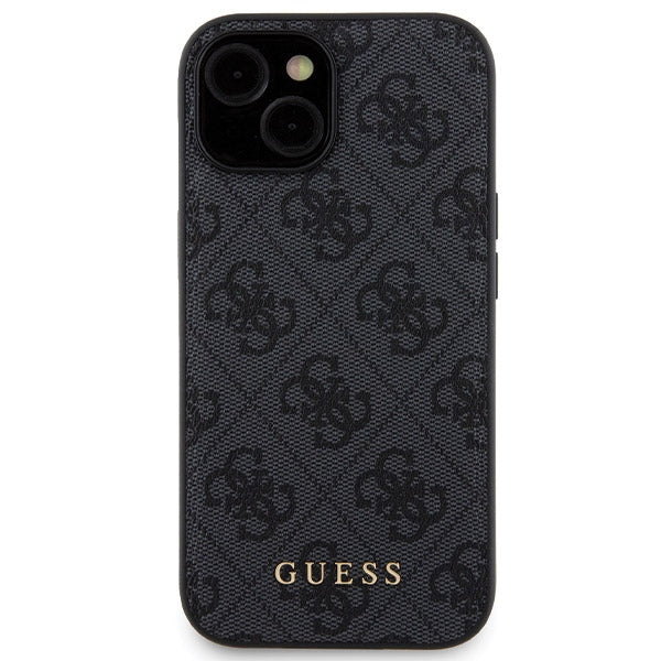 Guess 4G Metal Logo case set for iPhone 15 + 5000mAh MagSafe power bank - black