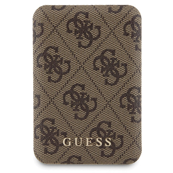 Guess 4G Metal Logo case set for iPhone 15 + 5000mAh MagSafe power bank - brown