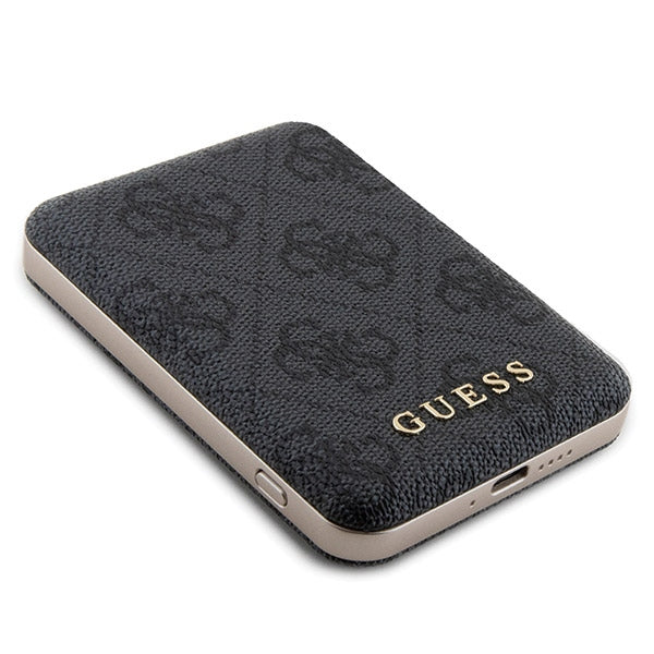 Guess 4G Metal Logo Case Set for iPhone 15 Pro Max + 5000mAh MagSafe Powerbank - Black