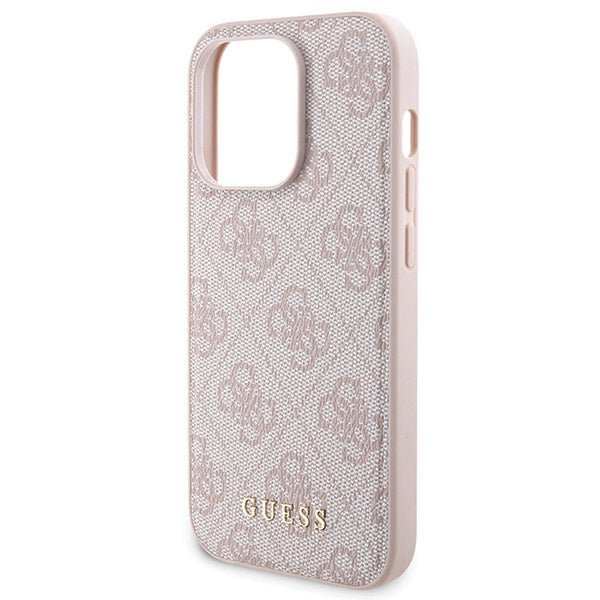 Guess 4G Metal Logo case set for iPhone 15 Pro Max + 5000mAh MagSafe power bank - pink