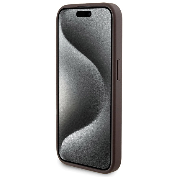 Guess 4G Metal Logo case set for iPhone 15 Pro Max + 5000mAh MagSafe power bank - brown