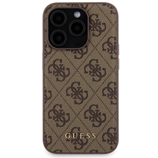 Guess 4G Metal Logo case set for iPhone 15 Pro Max + 5000mAh MagSafe power bank - brown