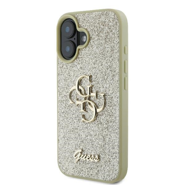 Guess Fixed Glitter Big 4G Case for iPhone 16 Plus - Gold
