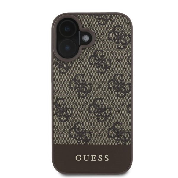 Guess 4G Bottom Stripe iPhone 16 Case - Brown