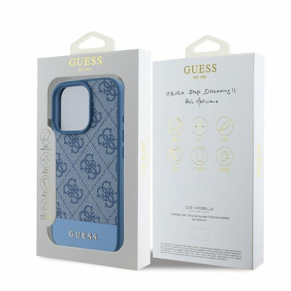 Guess 4G Bottom Stripe case for iPhone 16 Pro Max - blue