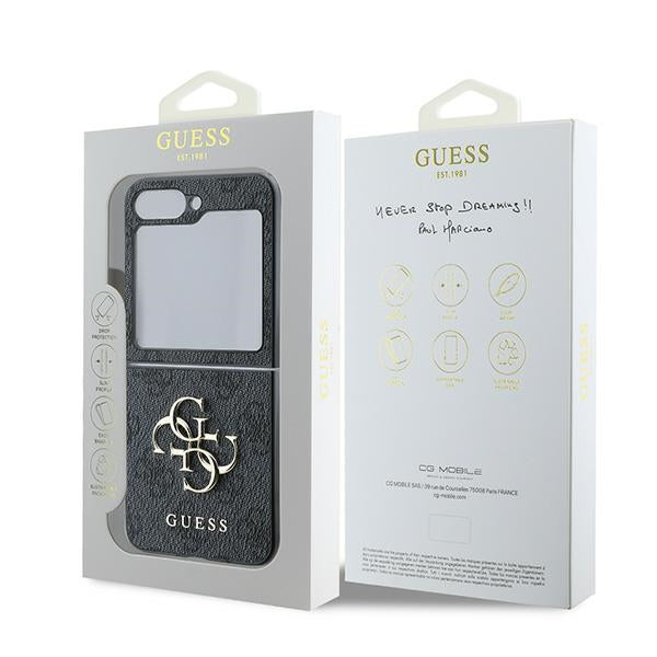 Guess Leather 4G Metal Logo Case for Samsung Galaxy Z Flip 6 - Black