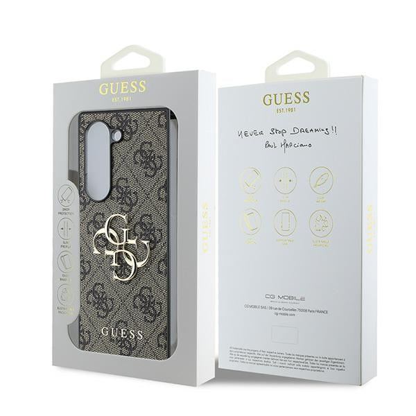 Guess Leather 4G Metal Logo Case for Samsung Galaxy Z Fold 6 - Brown