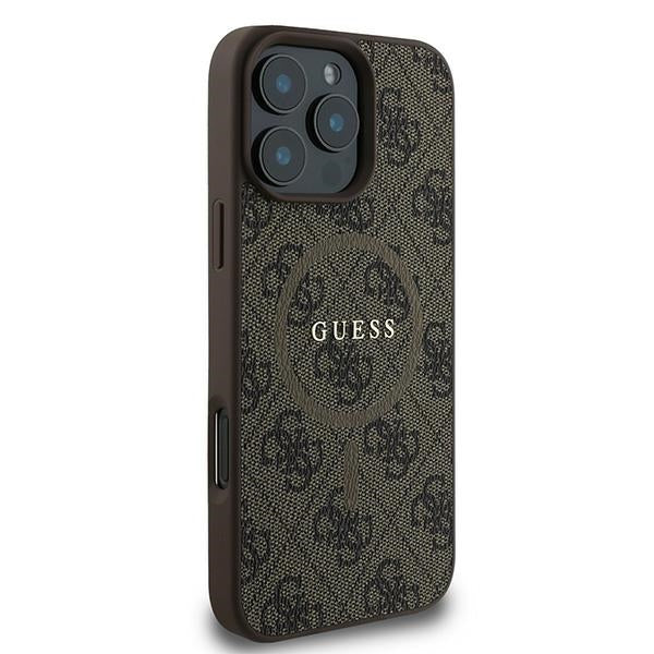 Guess 4G Ring Classic Logo MagSafe iPhone 16 Pro Case - Brown