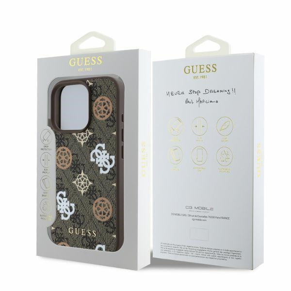 Guess Peony On 4G Background MagSafe case for iPhone 16 Pro - brown