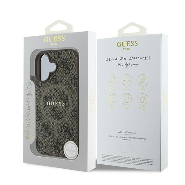 Guess 4G Ring Classic Logo MagSafe iPhone 16 Plus Case - Brown
