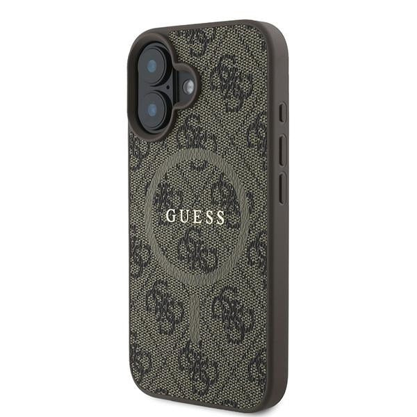 Guess 4G Ring Classic Logo MagSafe iPhone 16 Plus Case - Brown