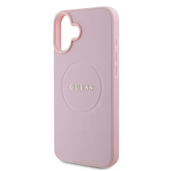 Guess Grained Gold Ring MagSafe iPhone 16 Plus Case - Pink
