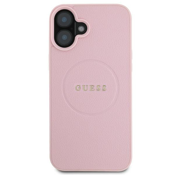 Guess Grained Gold Ring MagSafe iPhone 16 Plus Case - Pink