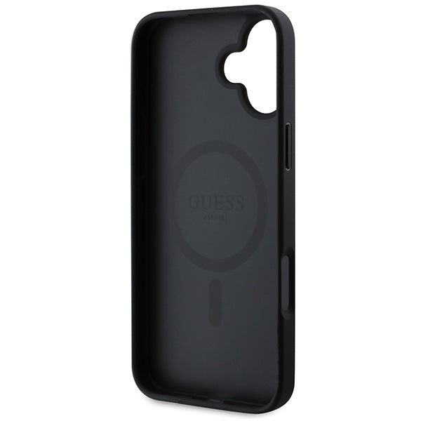 Guess Saffiano Classic Logo MagSafe iPhone 16 Plus Case - Black