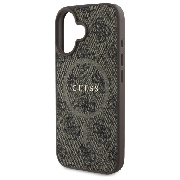 Guess 4G Ring Classic Logo MagSafe iPhone 16 Case - Brown