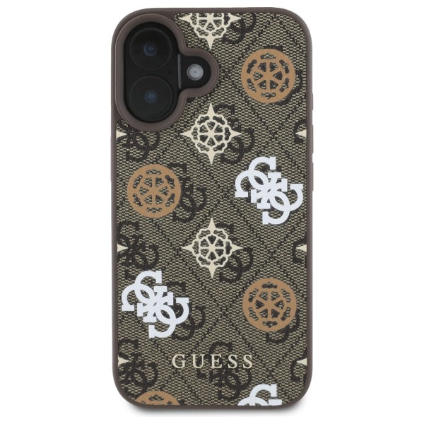 Guess Peony On 4G Background MagSafe case for iPhone 16 - brown
