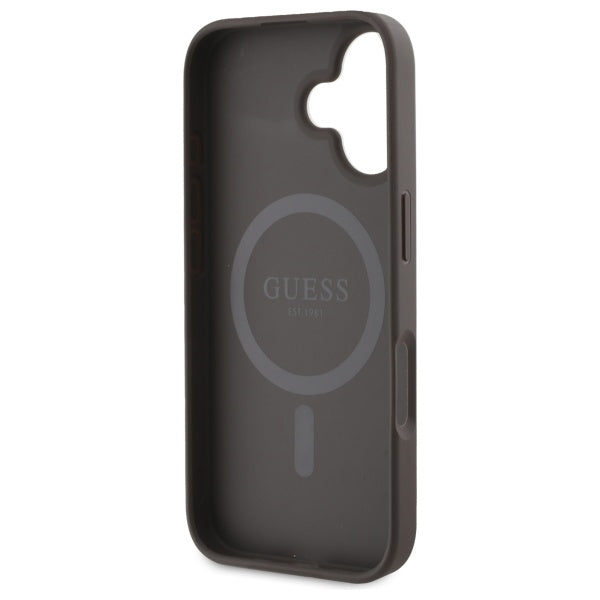 Guess Peony On 4G Background MagSafe case for iPhone 16 - brown