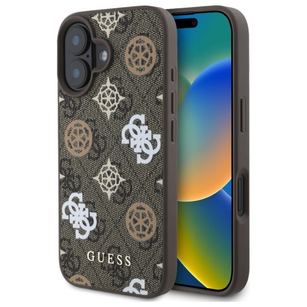 Guess Peony On 4G Background MagSafe case for iPhone 16 - brown