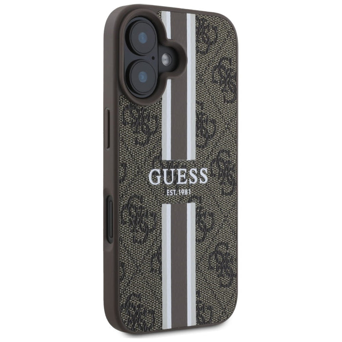 Guess 4G Printed Stripes MagSafe iPhone 16 Case - Brown