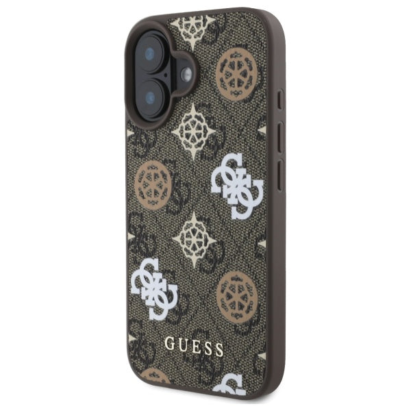 Guess 4G Printed Stripes MagSafe iPhone 16 Case - Brown