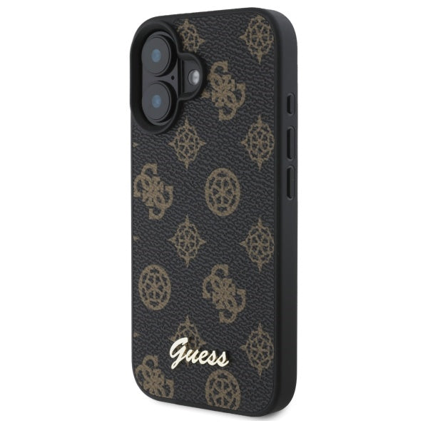 Guess Peony Script MagSafe iPhone 16 Case - Black