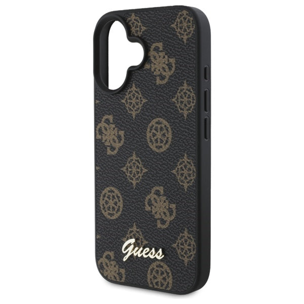 Guess Peony Script MagSafe iPhone 16 Case - Black