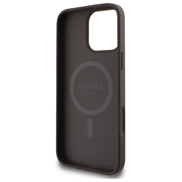 Guess 4G Ring Classic Logo MagSafe Case for iPhone 16 Pro Max - Brown