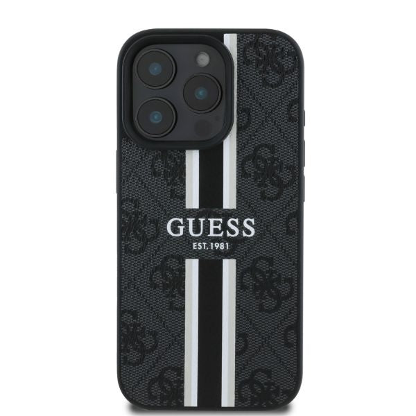 Guess 4G Printed Stripes MagSafe case for iPhone 16 Pro Max - black